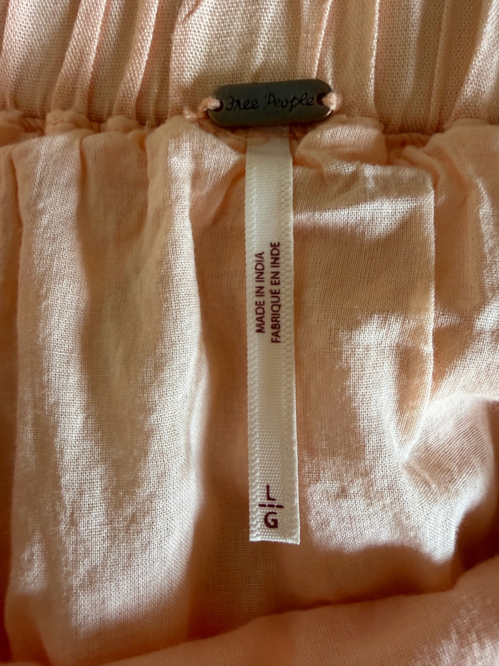 Free People ~ Bohemian Tiered Peach Maxi Skirt - size Lg - Picture 7 of 7
